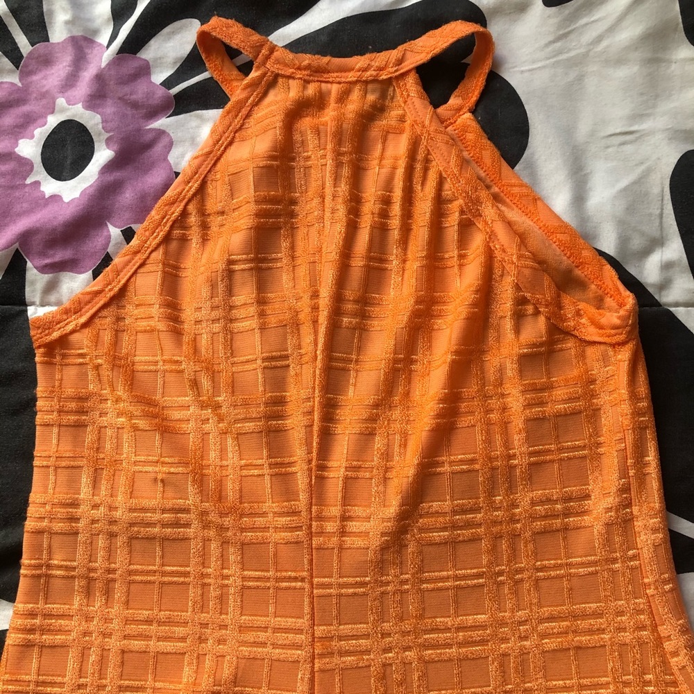 Orange Vintage HANA Dress High Neck 90s Mini Small